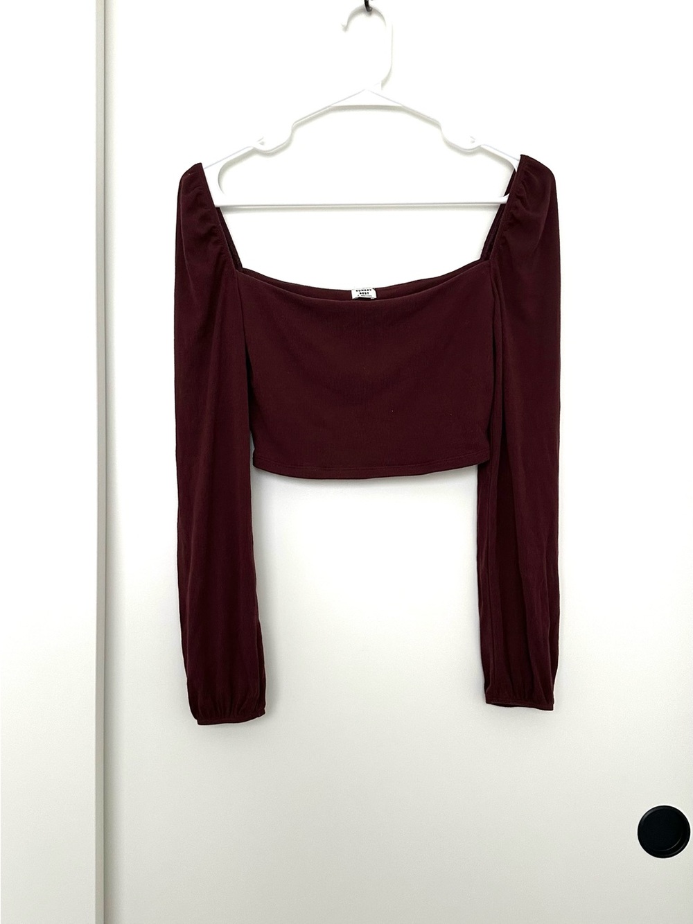 Aritzia brown Square Neck Long Sleeve Crop Top